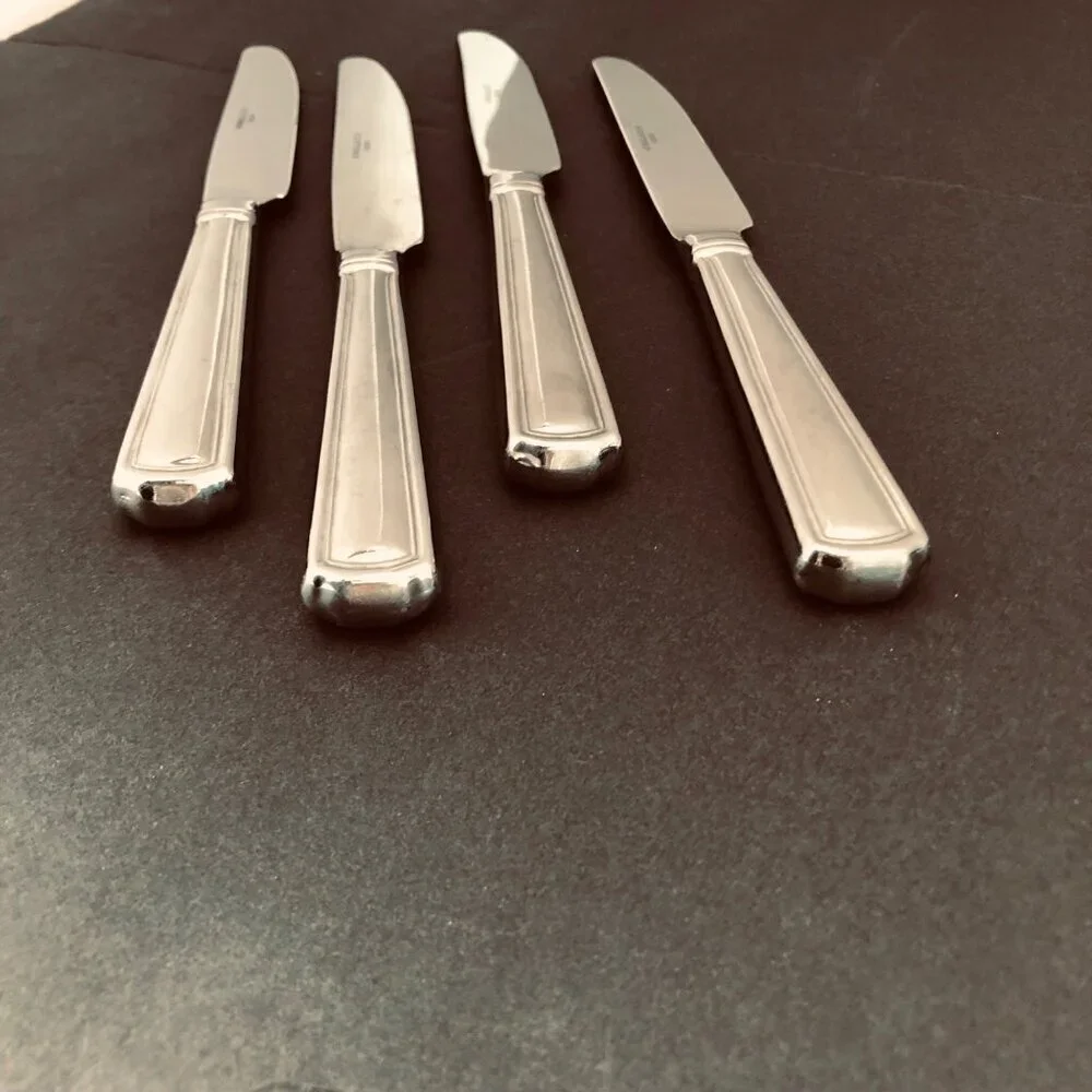 Wallace Parker House‎ Dinner Knives Set 4 Stainless Steel Square Edge NIce